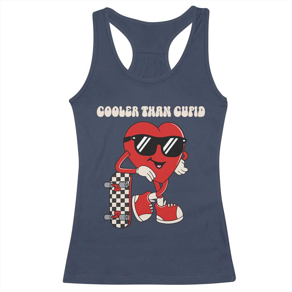 Funny Heart Valentine Day Racerback Tank Top Cooler Than Cupid Skateboard Kids Toddler Boy Valentine TS10 Navy Print Your Wear