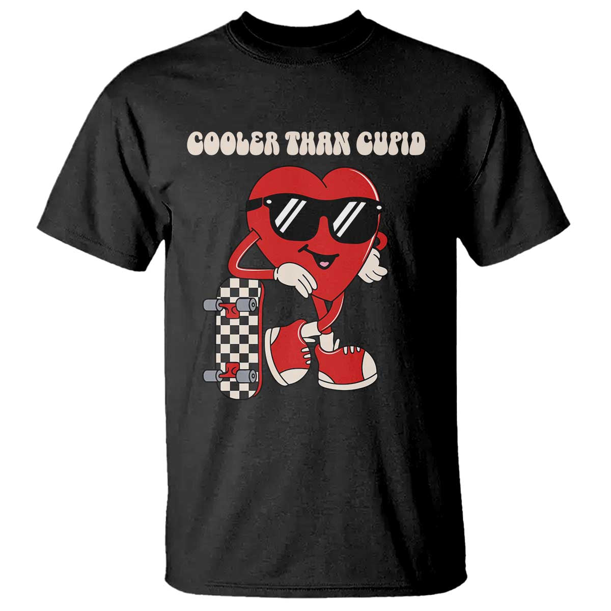 Funny Heart Valentine Day T Shirt Cooler Than Cupid Skateboard Kids Toddler Boy Valentine TS10 Black Print Your Wear