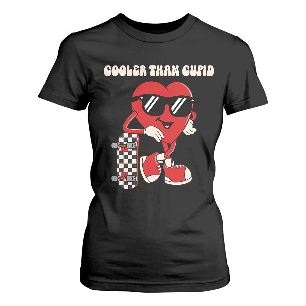 Funny Heart Valentine Day T Shirt For Women Cooler Than Cupid Skateboard Kids Toddler Boy Valentine TS10 Black Print Your Wear
