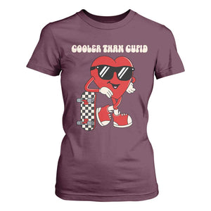 Funny Heart Valentine Day T Shirt For Women Cooler Than Cupid Skateboard Kids Toddler Boy Valentine TS10 Maroon Print Your Wear