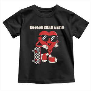 Funny Heart Valentine Day Toddler T Shirt Cooler Than Cupid Skateboard Kids Toddler Boy Valentine TS10 Black Print Your Wear