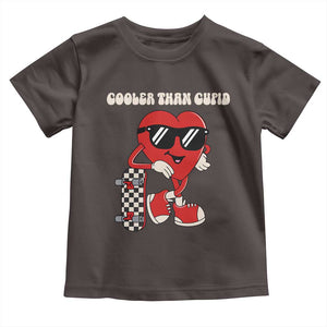 Funny Heart Valentine Day Toddler T Shirt Cooler Than Cupid Skateboard Kids Toddler Boy Valentine TS10 Dark Chocolate Print Your Wear