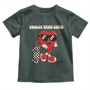 Funny Heart Valentine Day Toddler T Shirt Cooler Than Cupid Skateboard Kids Toddler Boy Valentine TS10 Dark Forest Green Print Your Wear
