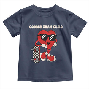 Funny Heart Valentine Day Toddler T Shirt Cooler Than Cupid Skateboard Kids Toddler Boy Valentine TS10 Navy Print Your Wear