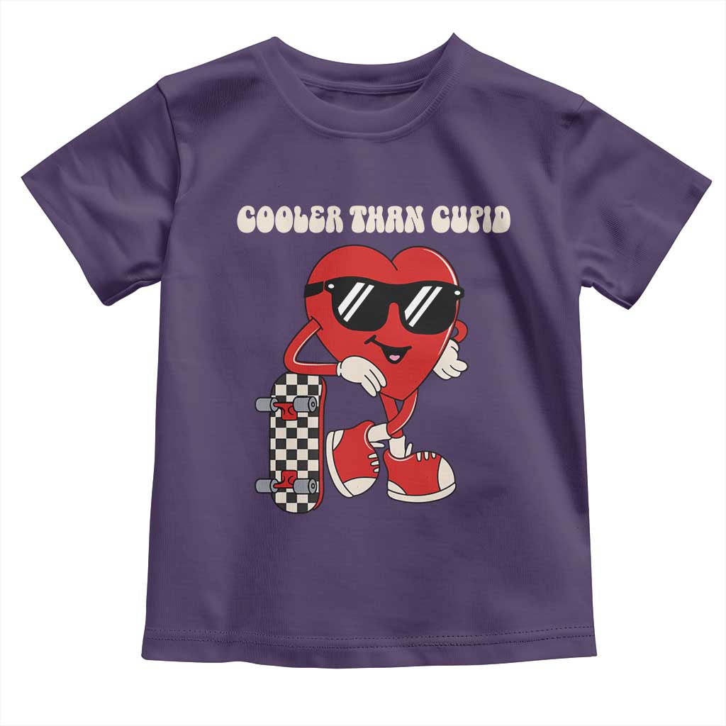 Funny Heart Valentine Day Toddler T Shirt Cooler Than Cupid Skateboard Kids Toddler Boy Valentine TS10 Purple Print Your Wear
