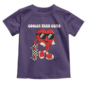 Funny Heart Valentine Day Toddler T Shirt Cooler Than Cupid Skateboard Kids Toddler Boy Valentine TS10 Purple Print Your Wear