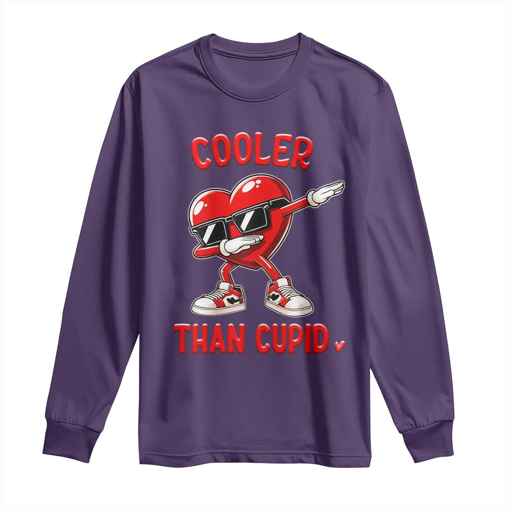 Dabbing Heart Valentine Day Long Sleeve Shirt Cooler Than Cupid Funny Kids Boys TS10 Purple Print Your Wear