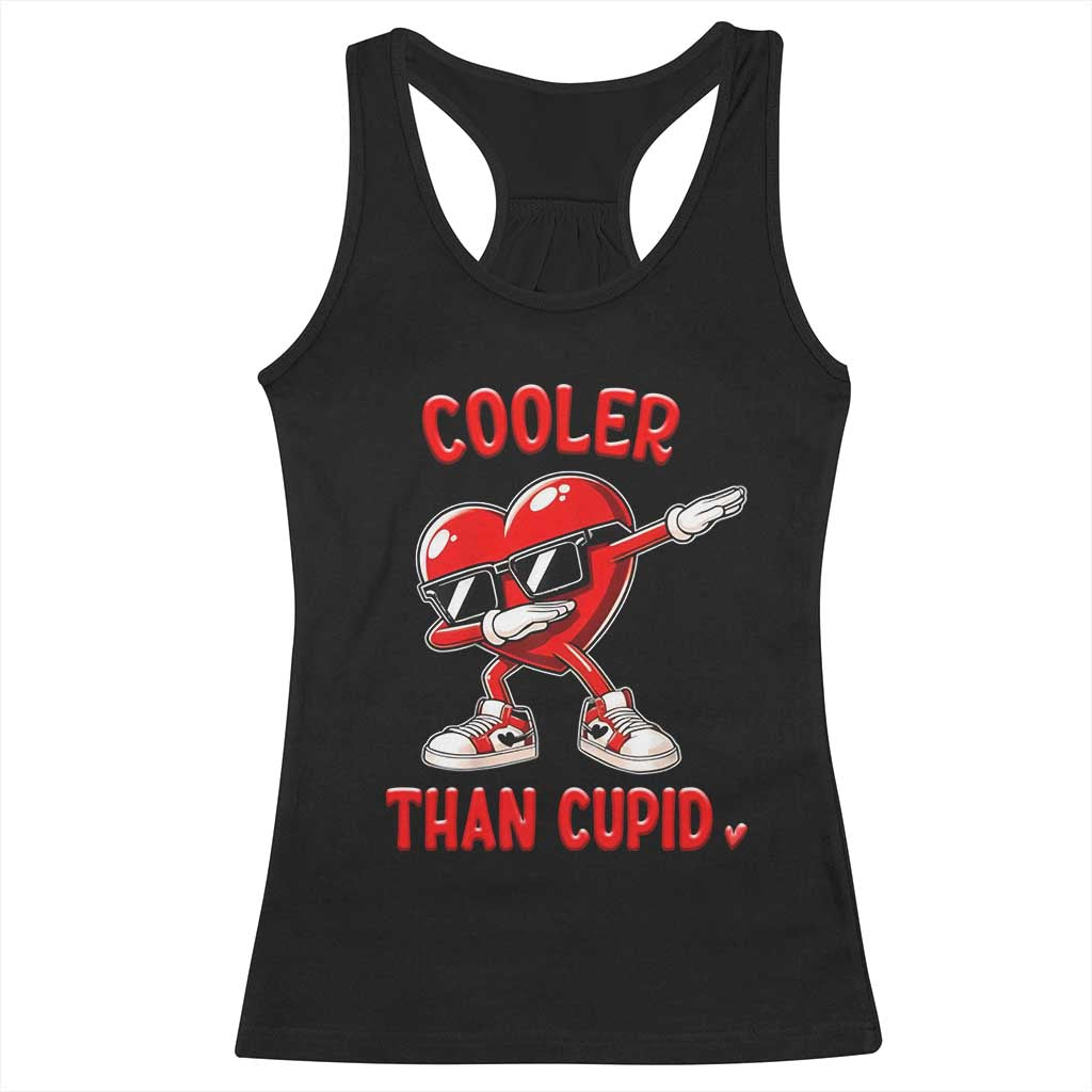 Dabbing Heart Valentine Day Racerback Tank Top Cooler Than Cupid Funny Kids Boys TS10 Black Print Your Wear