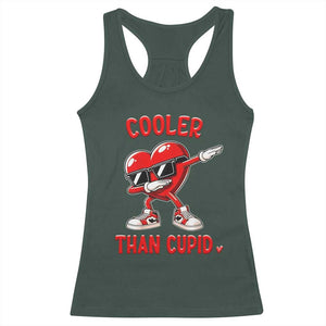 Dabbing Heart Valentine Day Racerback Tank Top Cooler Than Cupid Funny Kids Boys TS10 Dark Forest Green Print Your Wear