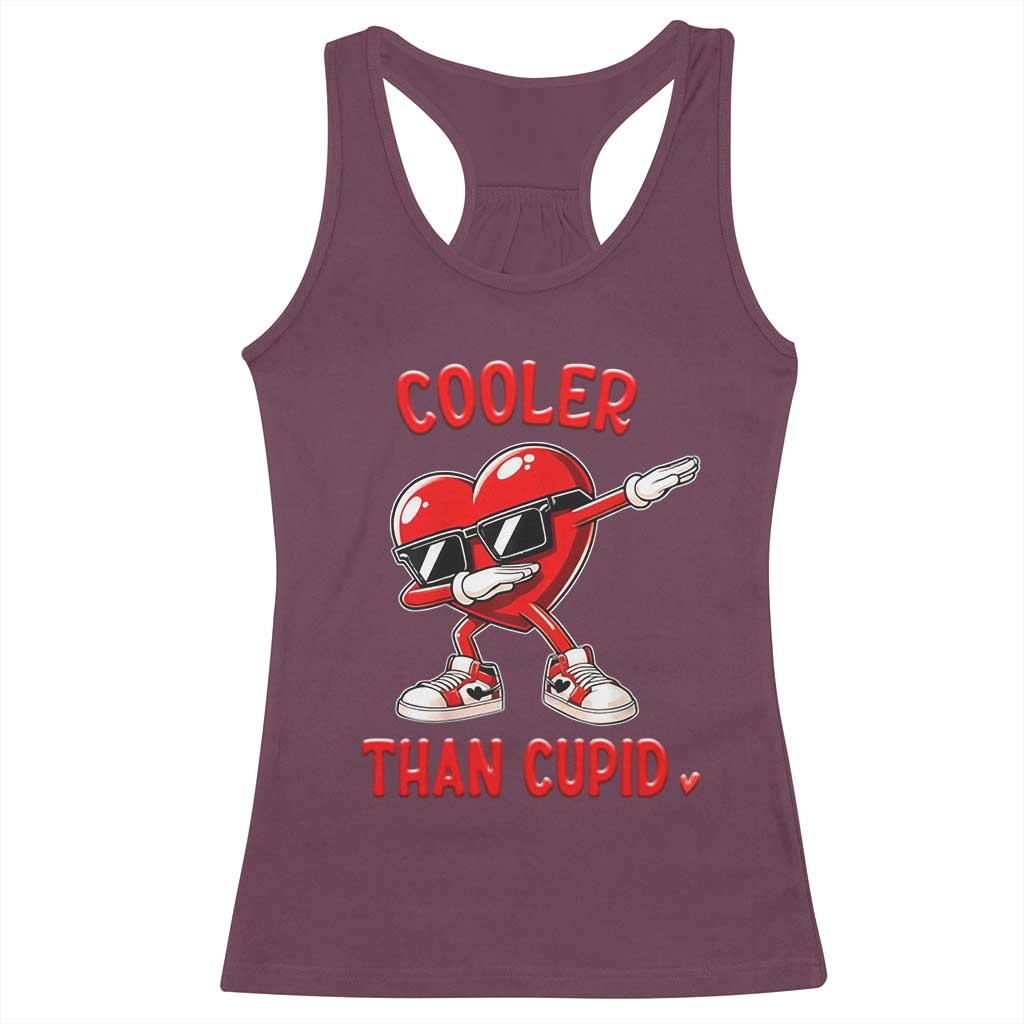 Dabbing Heart Valentine Day Racerback Tank Top Cooler Than Cupid Funny Kids Boys TS10 Maroon Print Your Wear