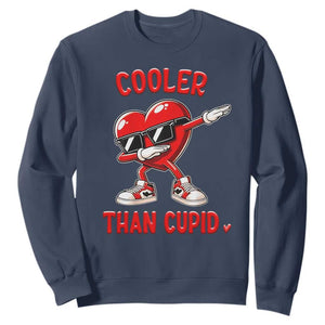 Dabbing Heart Valentine Day Sweatshirt Cooler Than Cupid Funny Kids Boys TS10 Navy Print Your Wear
