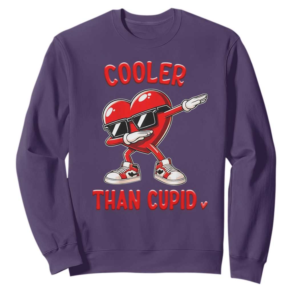 Dabbing Heart Valentine Day Sweatshirt Cooler Than Cupid Funny Kids Boys TS10 Purple Print Your Wear