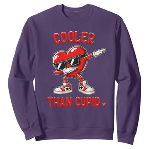 Dabbing Heart Valentine Day Sweatshirt Cooler Than Cupid Funny Kids Boys TS10 Purple Print Your Wear
