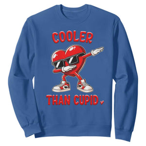 Dabbing Heart Valentine Day Sweatshirt Cooler Than Cupid Funny Kids Boys TS10 Royal Blue Print Your Wear
