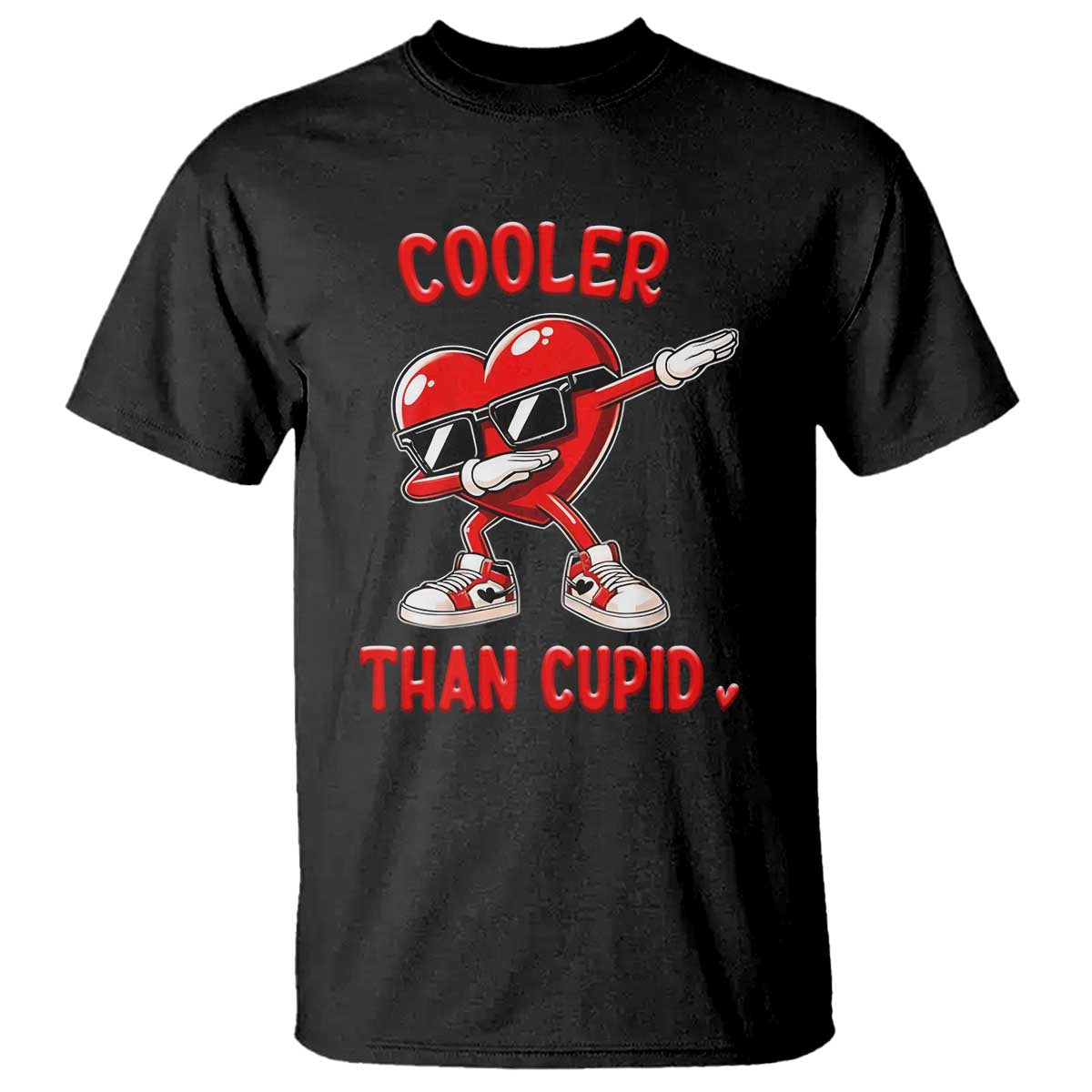 Dabbing Heart Valentine Day T Shirt Cooler Than Cupid Funny Kids Boys TS10 Black Print Your Wear