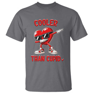 Dabbing Heart Valentine Day T Shirt Cooler Than Cupid Funny Kids Boys TS10 Charcoal Print Your Wear