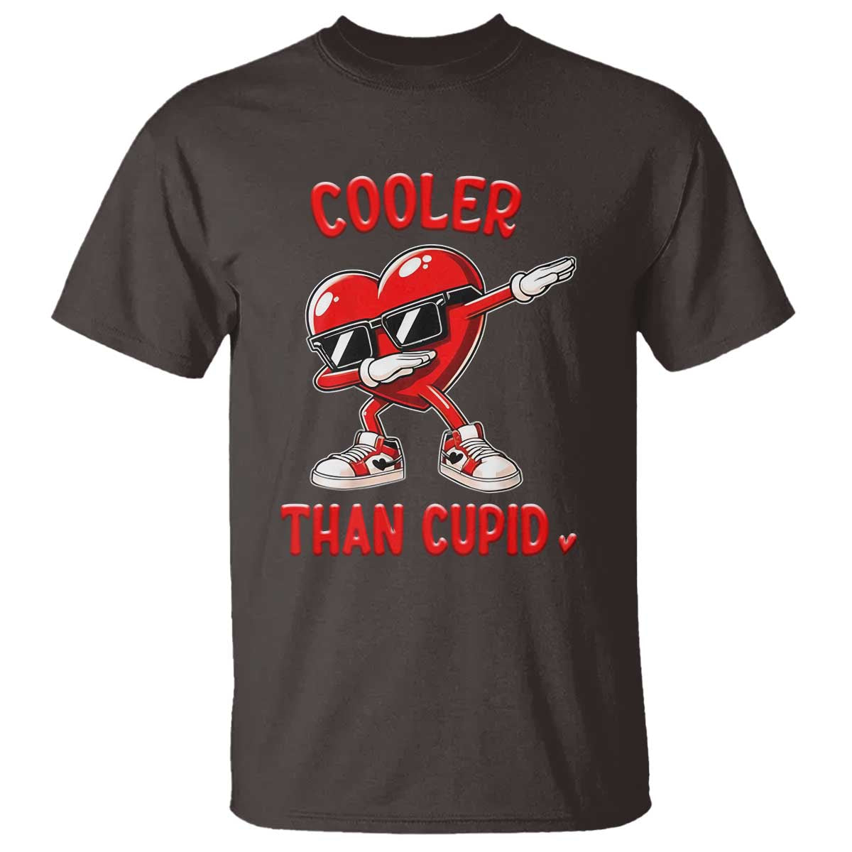 Dabbing Heart Valentine Day T Shirt Cooler Than Cupid Funny Kids Boys TS10 Dark Chocolate Print Your Wear