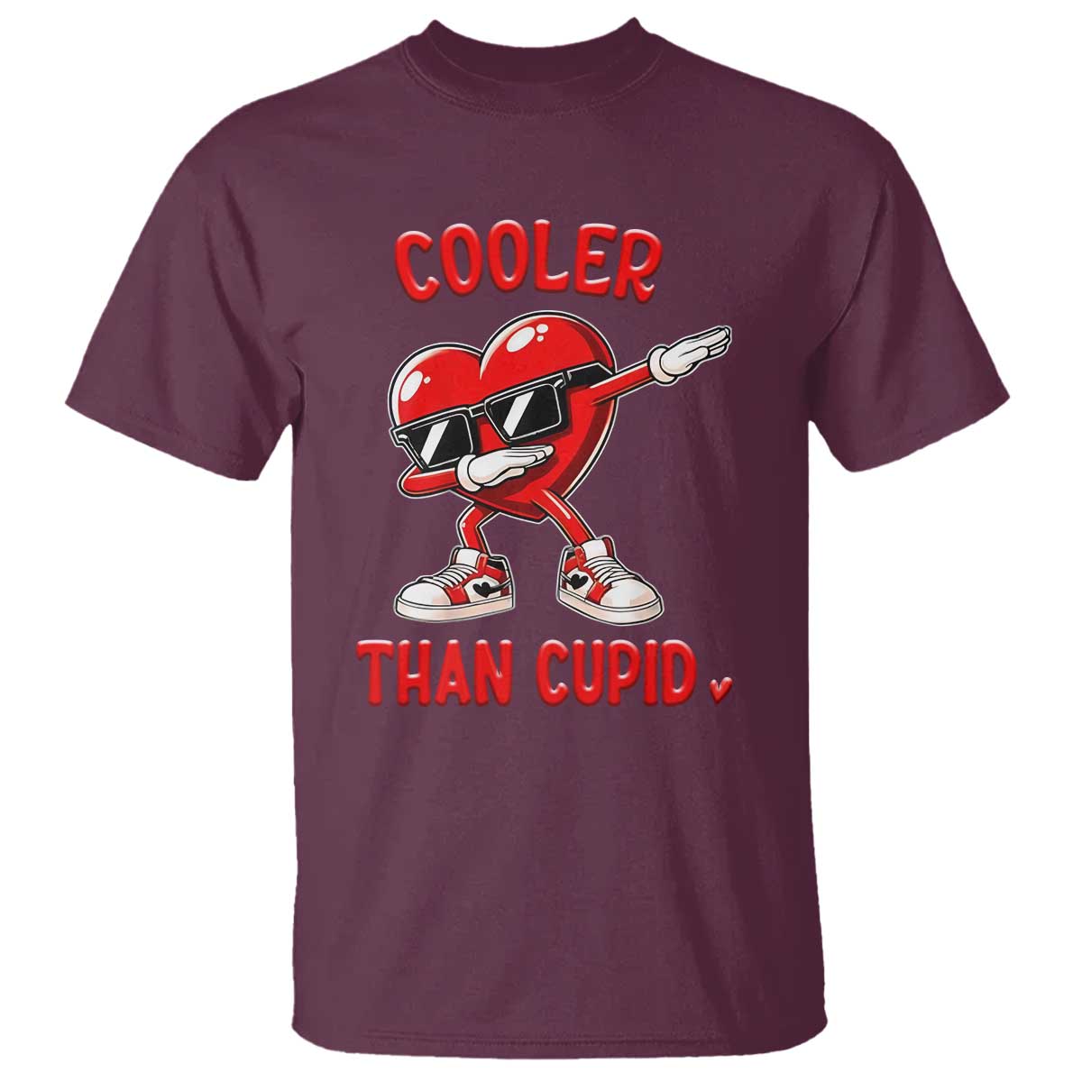 Dabbing Heart Valentine Day T Shirt Cooler Than Cupid Funny Kids Boys TS10 Maroon Print Your Wear