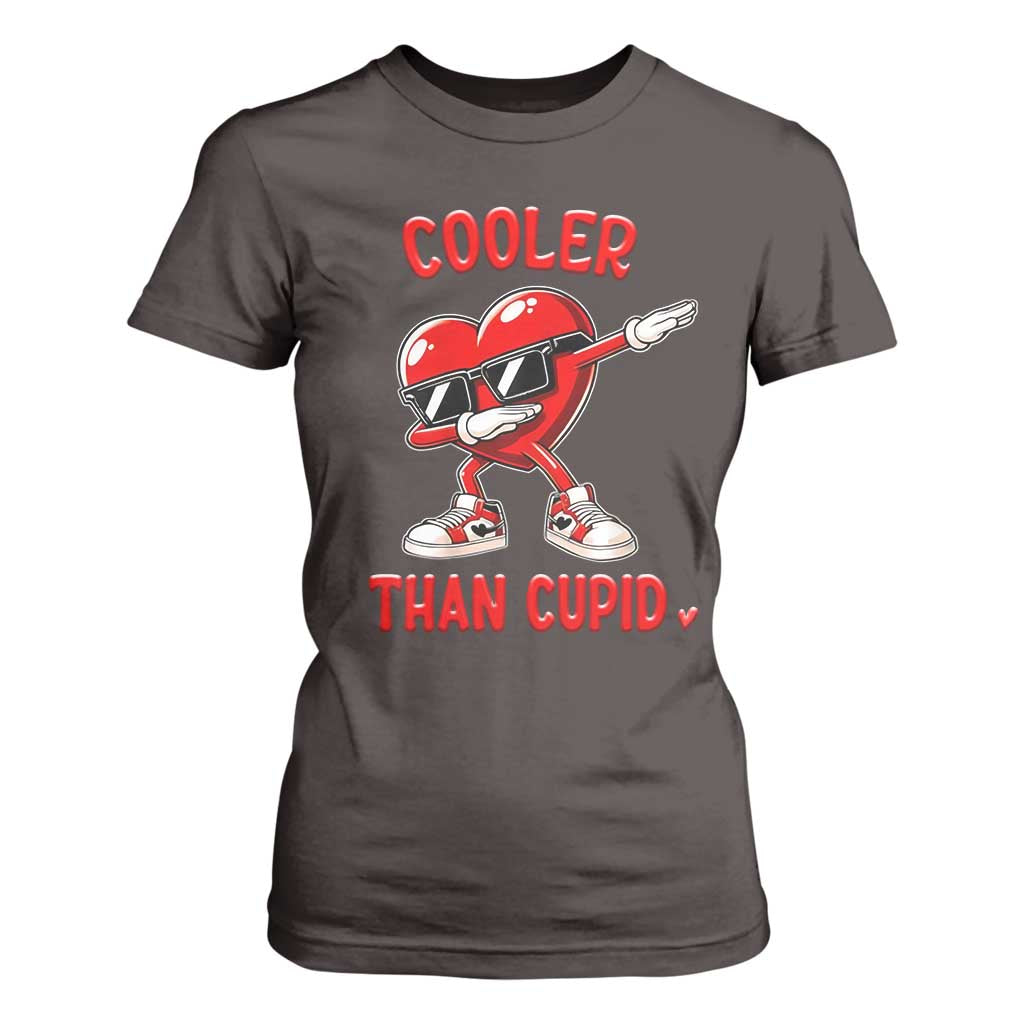 Dabbing Heart Valentine Day T Shirt For Women Cooler Than Cupid Funny Kids Boys TS10 Dark Chocolate Print Your Wear