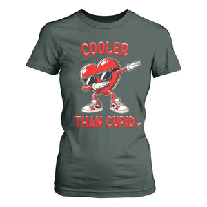 Dabbing Heart Valentine Day T Shirt For Women Cooler Than Cupid Funny Kids Boys TS10 Dark Forest Green Print Your Wear