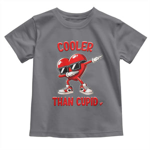Dabbing Heart Valentine Day Toddler T Shirt Cooler Than Cupid Funny Kids Boys TS10 Charcoal Print Your Wear