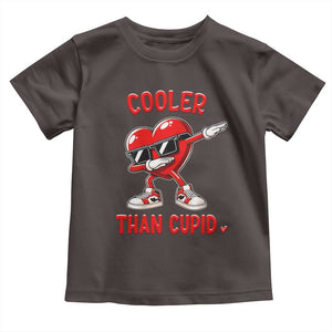 Dabbing Heart Valentine Day Toddler T Shirt Cooler Than Cupid Funny Kids Boys TS10 Dark Chocolate Print Your Wear