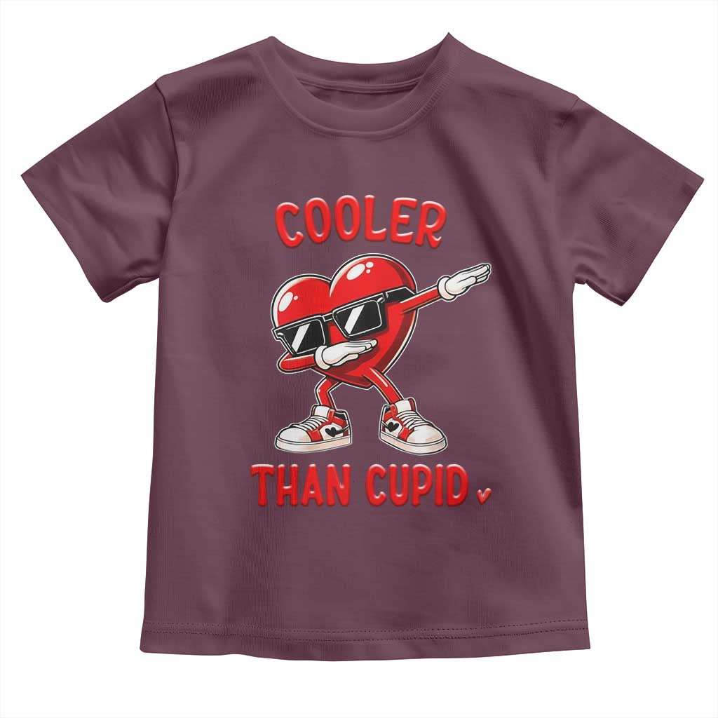 Dabbing Heart Valentine Day Toddler T Shirt Cooler Than Cupid Funny Kids Boys TS10 Maroon Print Your Wear