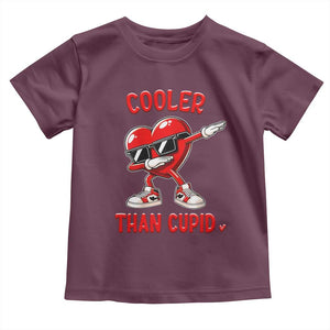 Dabbing Heart Valentine Day Toddler T Shirt Cooler Than Cupid Funny Kids Boys TS10 Maroon Print Your Wear