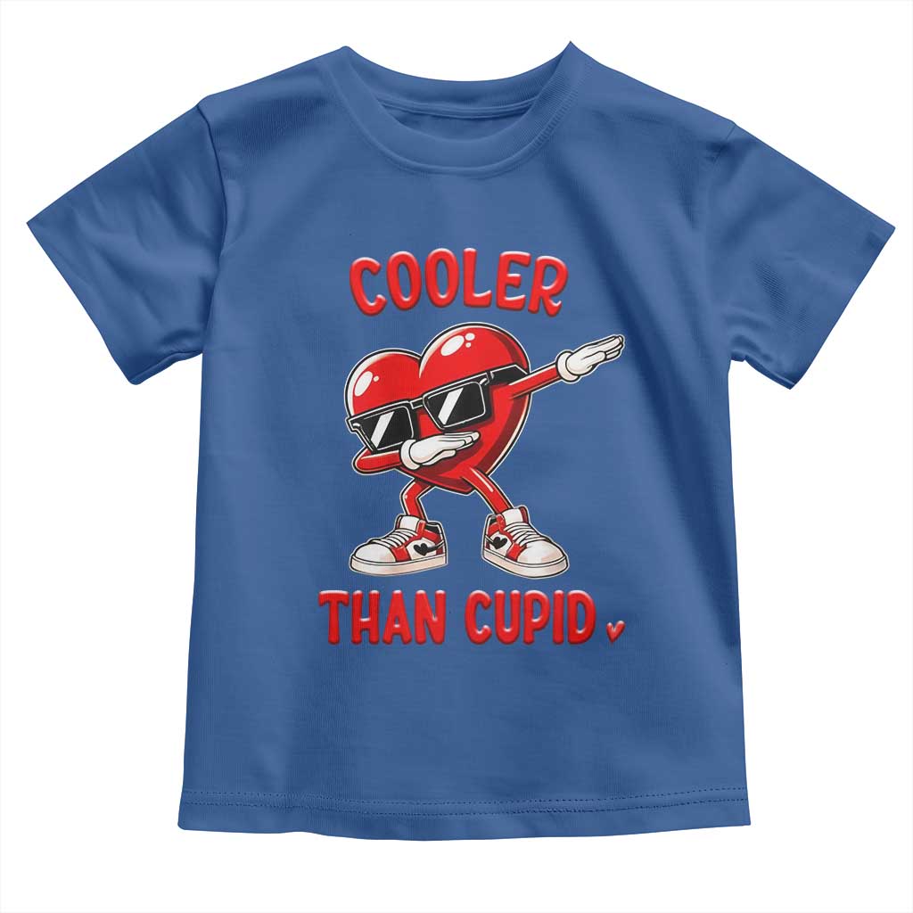 Dabbing Heart Valentine Day Toddler T Shirt Cooler Than Cupid Funny Kids Boys TS10 Royal Blue Print Your Wear