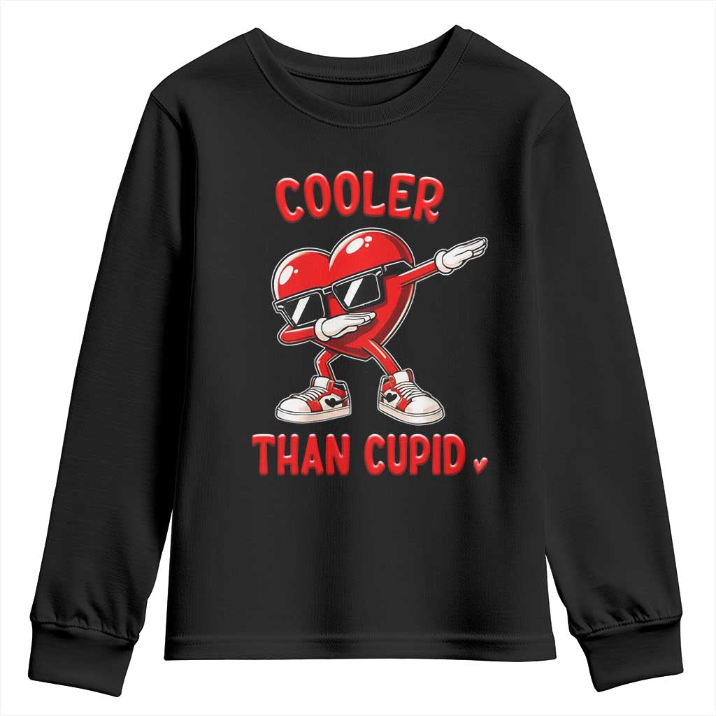 Dabbing Heart Valentine Day Youth Sweatshirt Cooler Than Cupid Funny Kids Boys TS10 Black Print Your Wear