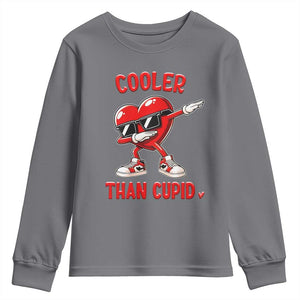 Dabbing Heart Valentine Day Youth Sweatshirt Cooler Than Cupid Funny Kids Boys TS10 Charcoal Print Your Wear