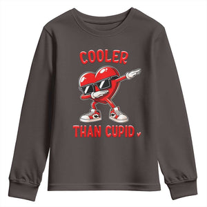 Dabbing Heart Valentine Day Youth Sweatshirt Cooler Than Cupid Funny Kids Boys TS10 Dark Chocolate Print Your Wear