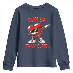 Dabbing Heart Valentine Day Youth Sweatshirt Cooler Than Cupid Funny Kids Boys TS10 Navy Print Your Wear
