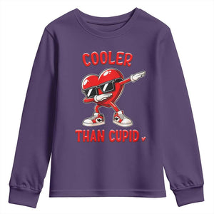 Dabbing Heart Valentine Day Youth Sweatshirt Cooler Than Cupid Funny Kids Boys TS10 Purple Print Your Wear