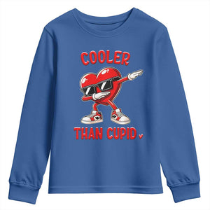 Dabbing Heart Valentine Day Youth Sweatshirt Cooler Than Cupid Funny Kids Boys TS10 Royal Blue Print Your Wear