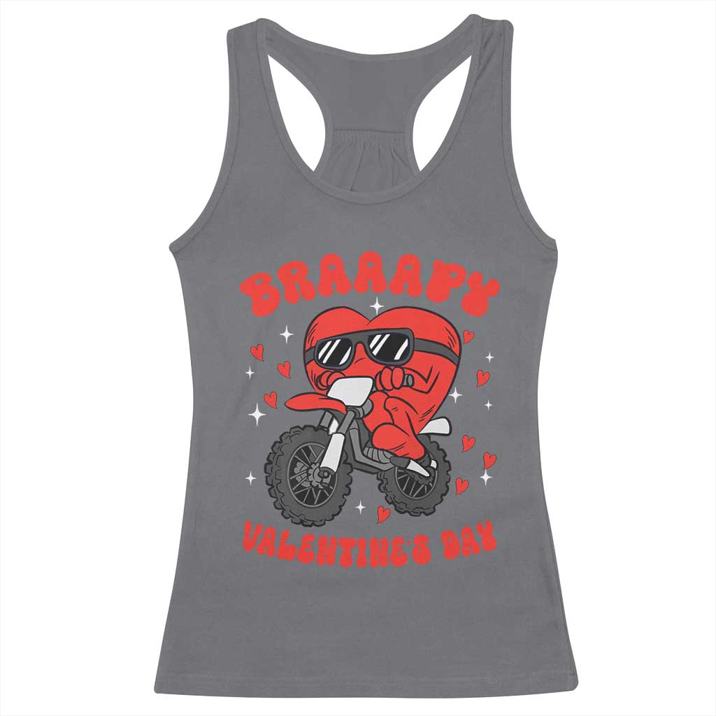 Braaapy Valentines Day Motocross Heart Racerback Tank Top TS10 Charcoal Print Your Wear