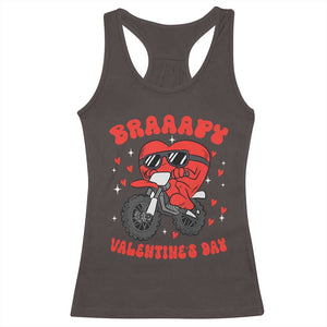 Braaapy Valentines Day Motocross Heart Racerback Tank Top TS10 Dark Chocolate Print Your Wear
