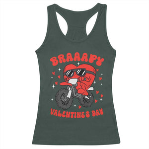 Braaapy Valentines Day Motocross Heart Racerback Tank Top TS10 Dark Forest Green Print Your Wear