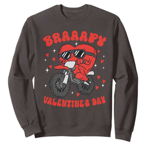 Braaapy Valentines Day Motocross Heart Sweatshirt TS10 Dark Chocolate Print Your Wear