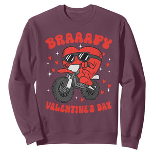 Braaapy Valentines Day Motocross Heart Sweatshirt TS10 Maroon Print Your Wear