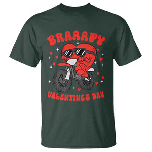 Braaapy Valentines Day Motocross Heart T Shirt TS10 Dark Forest Green Print Your Wear