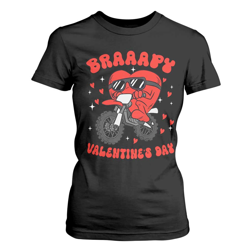Braaapy Valentines Day Motocross Heart T Shirt For Women TS10 Black Print Your Wear