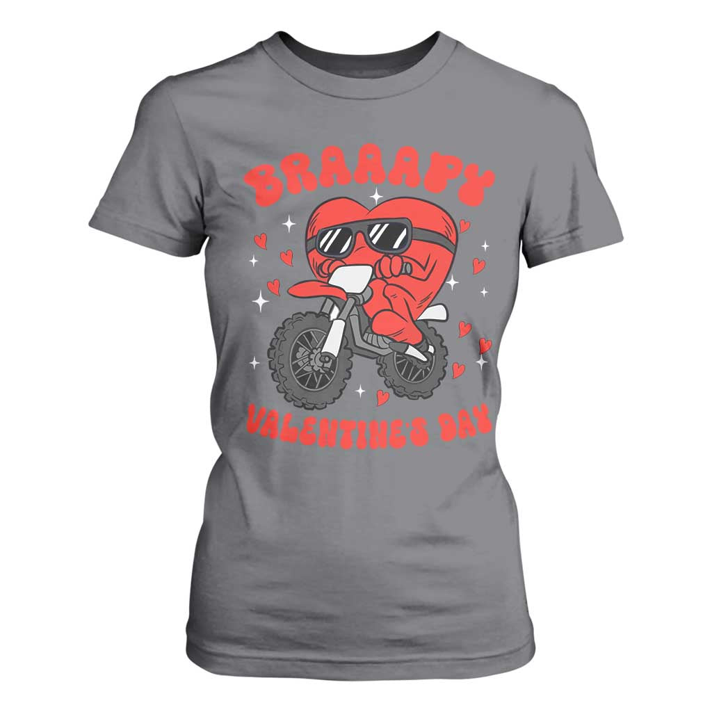 Braaapy Valentines Day Motocross Heart T Shirt For Women TS10 Charcoal Print Your Wear