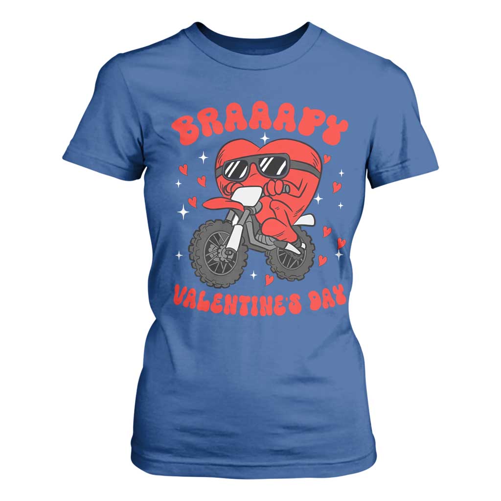 Braaapy Valentines Day Motocross Heart T Shirt For Women TS10 Royal Blue Print Your Wear