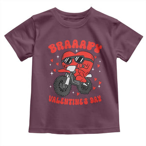 Braaapy Valentines Day Motocross Heart Toddler T Shirt TS10 Maroon Print Your Wear