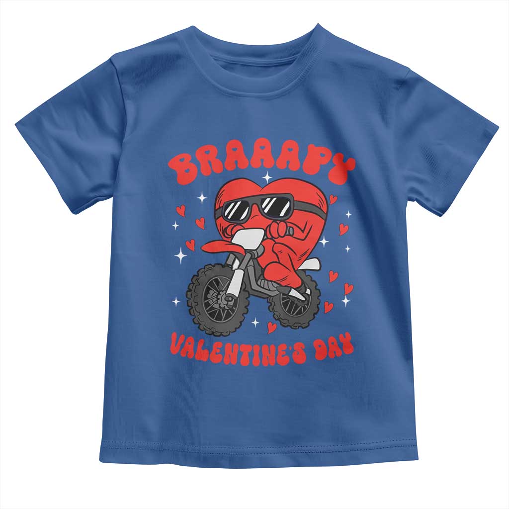 Braaapy Valentines Day Motocross Heart Toddler T Shirt TS10 Royal Blue Print Your Wear