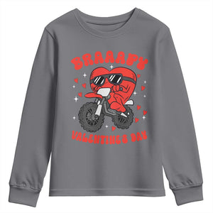 Braaapy Valentines Day Motocross Heart Youth Sweatshirt TS10 Charcoal Print Your Wear