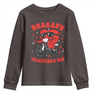 Braaapy Valentines Day Motocross Heart Youth Sweatshirt TS10 Dark Chocolate Print Your Wear
