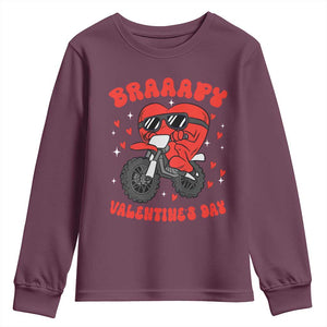 Braaapy Valentines Day Motocross Heart Youth Sweatshirt TS10 Maroon Print Your Wear
