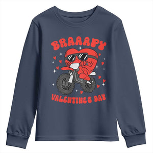 Braaapy Valentines Day Motocross Heart Youth Sweatshirt TS10 Navy Print Your Wear